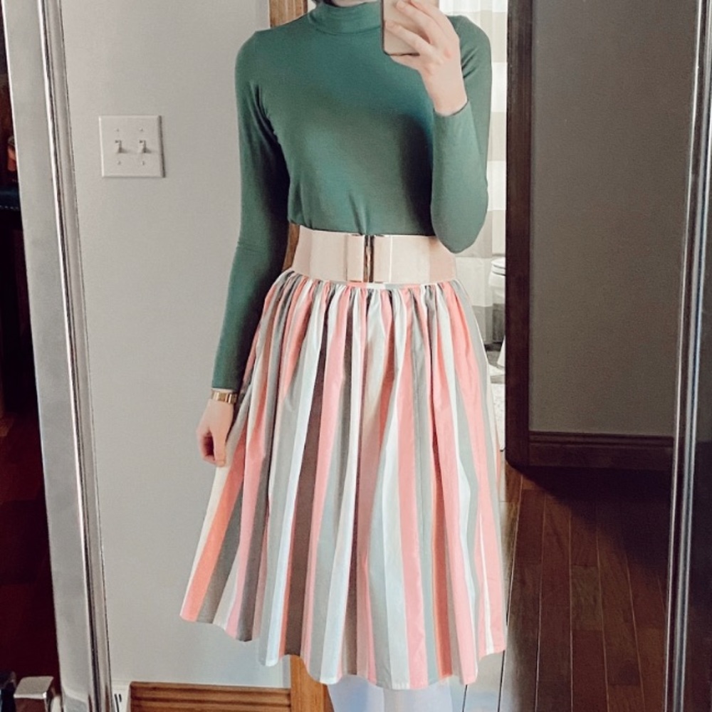 Magnolia Park/ Unique Vintage Pink + Green Skirt